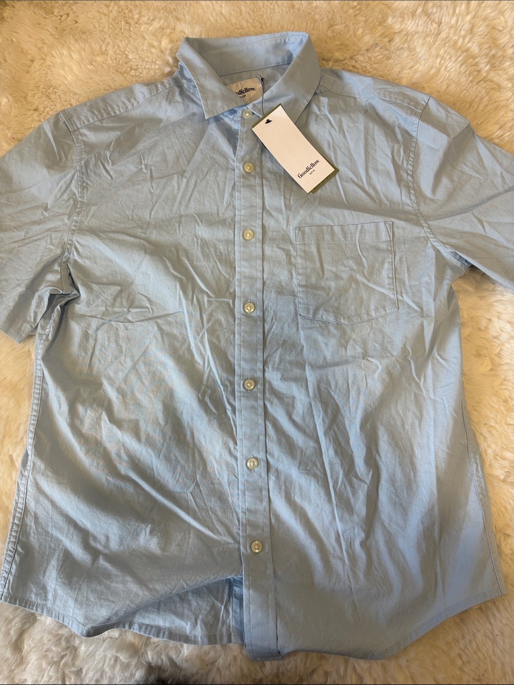 Goodfellow Light Blue Short-Sleeve Button-Down Shirt